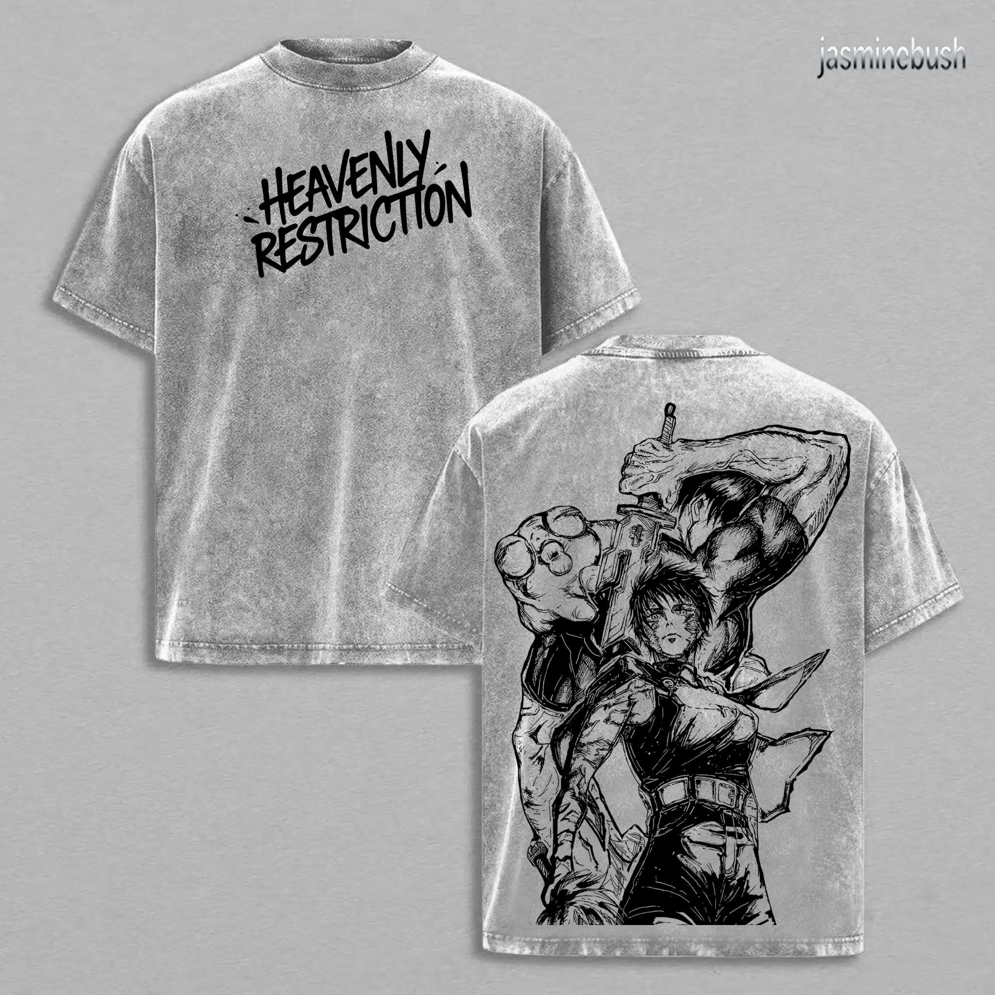 Maki Zenin Vintage Washed Tee, Jujutsu Kaisen Anime Graphic T