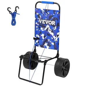 【FathersDayGift】VEVOR Beach Dolly with Big Wheels for Sand,  , 15.4" x 15.7" Cargo Deck, w/ 10" PE Solid Wheels, 69LBS Loading Capacity Folding Sand Cart, Heavy Duty Cart for Picnic, Camping, Fishing, Beach, Gardening
