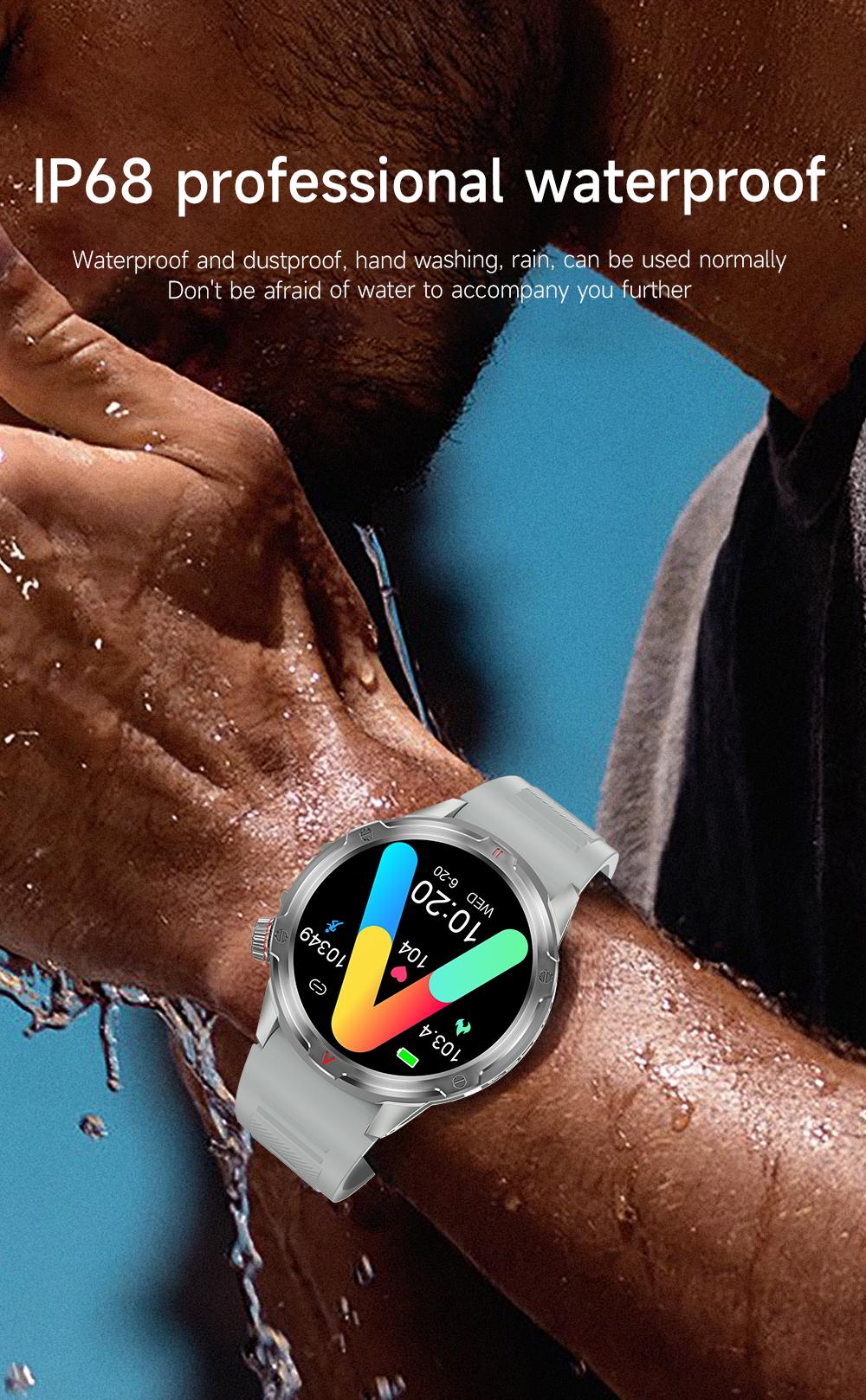 【AMOLED】 Aolon Tetra R4 46mm Smart Sports Watch With LED Lights Wireless Calling, Message Reminders,Sports Mode, Voice Assistant, Weather Push,Stopwatch, Timer, Stopwatch And Other Functions, CompatibleWith Android And iPhone Phones