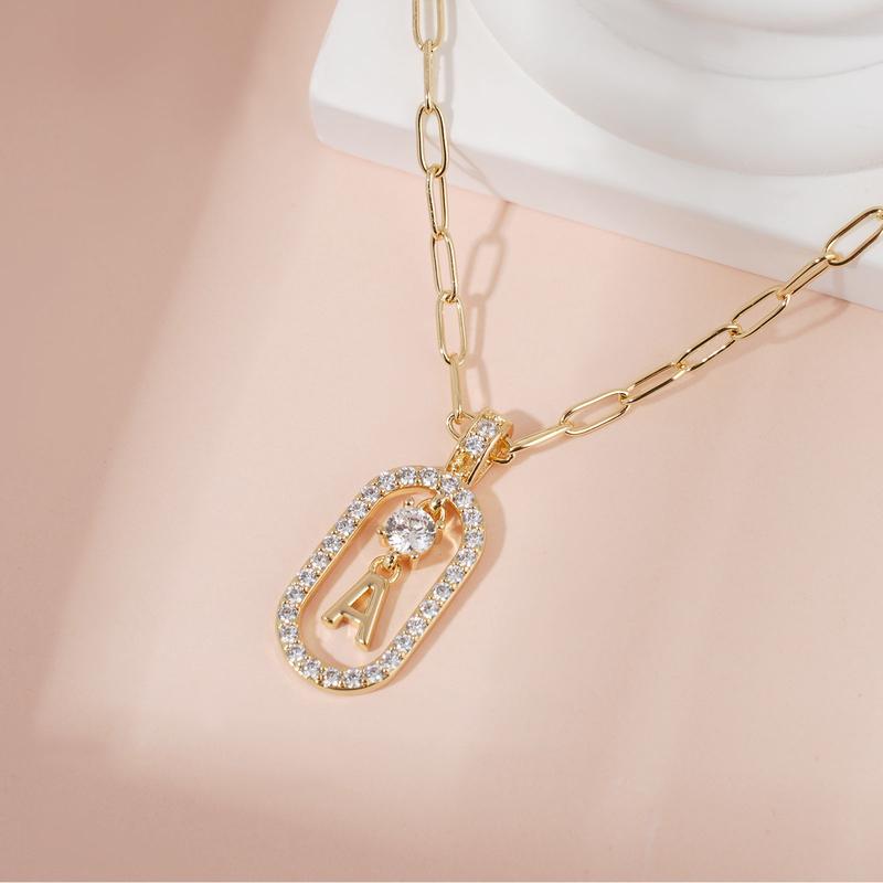 MEIITRUE Initial Letter Pendant Necklaces for Women, 14K Gold Plated Layered Alphabet Necklace with Paperclip & Snake Chains, Zirconia Letter Charm Jewelry Gift