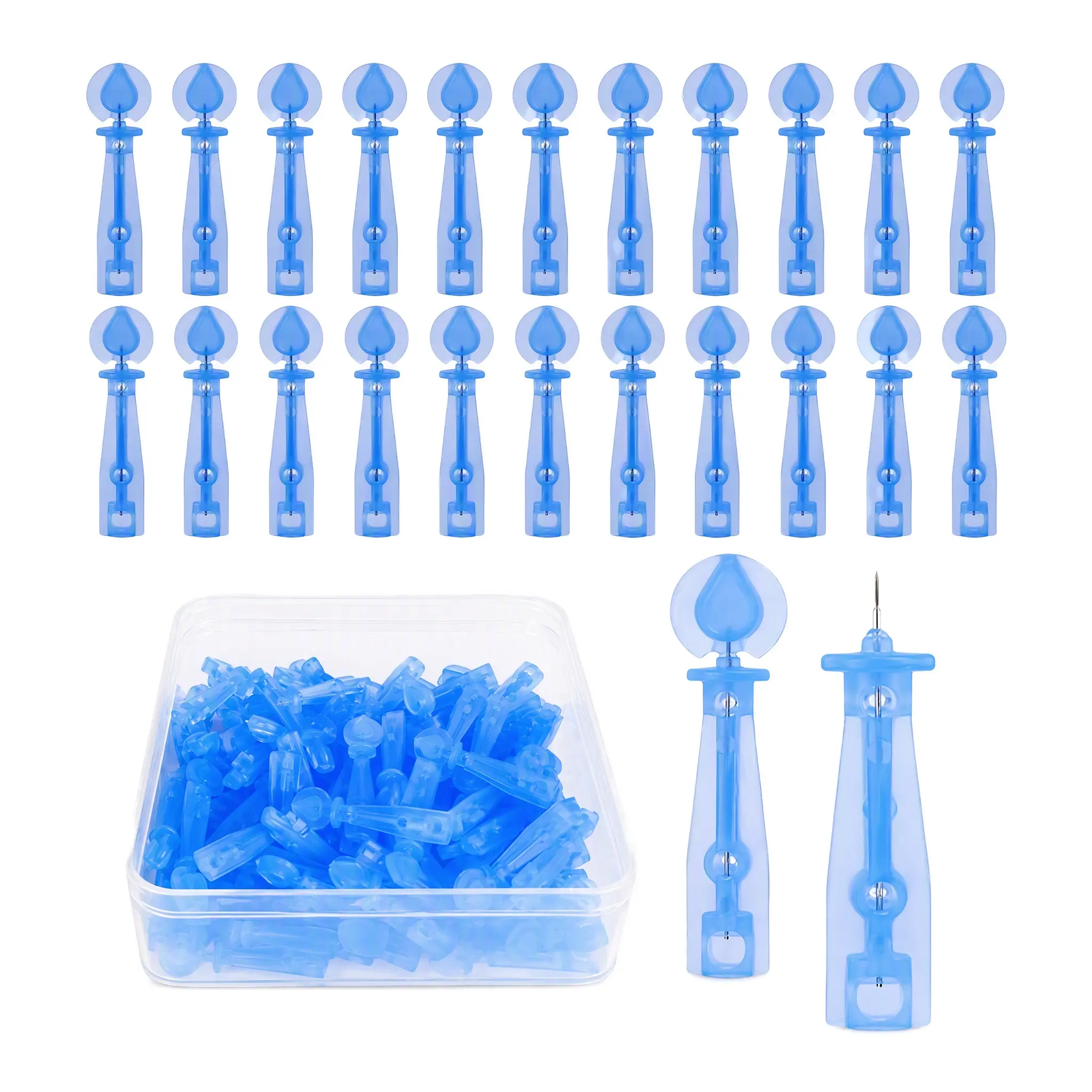 Plastic Disposable Blue Acne Needles - Single-Use Blackhead & Pimple Extractor, Portable Sterile Blemish Remover Tool for Home Facial Cleansing Skincare