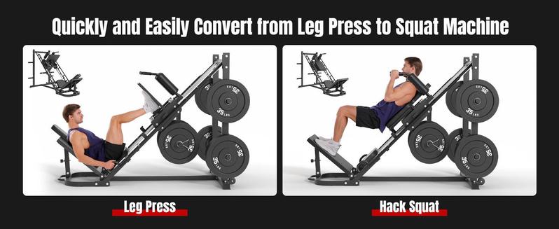 Dripex Leg Press Machine – Home Gym Leg Press & Hack Squat Combo, Adjustable, Roller Bearing, 4 Weight Plate Holders for Full Lower Body Workout