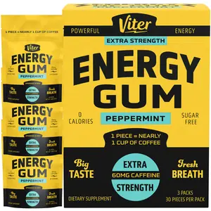 Viter Energy Caffeine Gum | 30 Piece Bags (Pack of 3)
