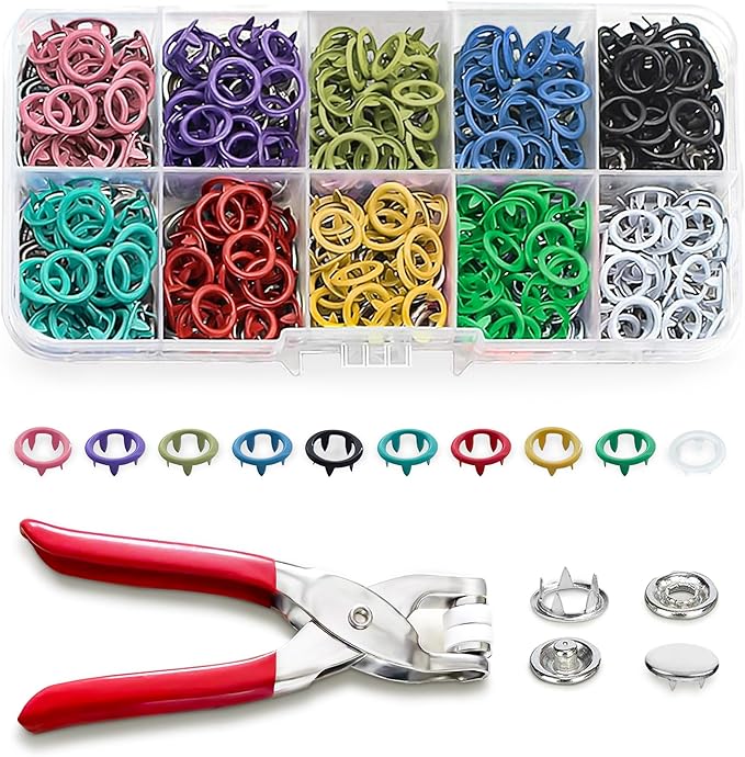 200 Sets Metal Snap Buttons with Fastener Pliers Press Tool Kit,Multicolor Mixing Hollow Sewing Snaps for Fabric,Prong Snap Button Kits for DIY Crafting Clothing Sewing (9.5mm / 800 PCS) 200 Sets Metal Snap Buttons with Fastener Pliers Press Tool Kit,Multicolor Mixing Hollow Sewing Snaps for Fabric,Prong Snap Button Kits for DIY Crafting Clothing Sewing (9.5mm / 800 PCS)