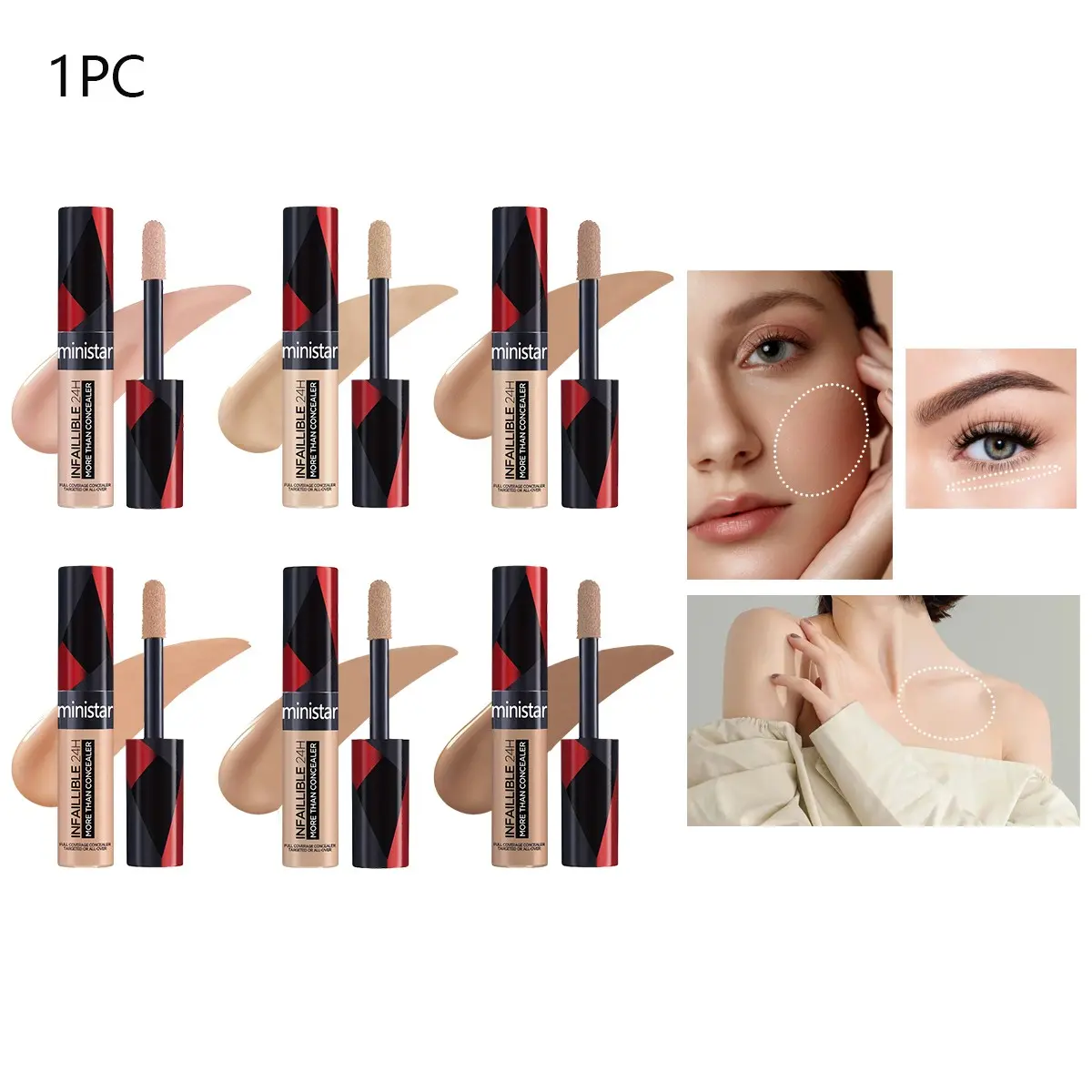 1PC concealer liquid foundation Waterproof Sweat proof Refreshing Non greasy Lightweight Long lasting Radiant Coverage Makeup Effect 24 hours flawless natural makeup Moisturizing concealer foundation