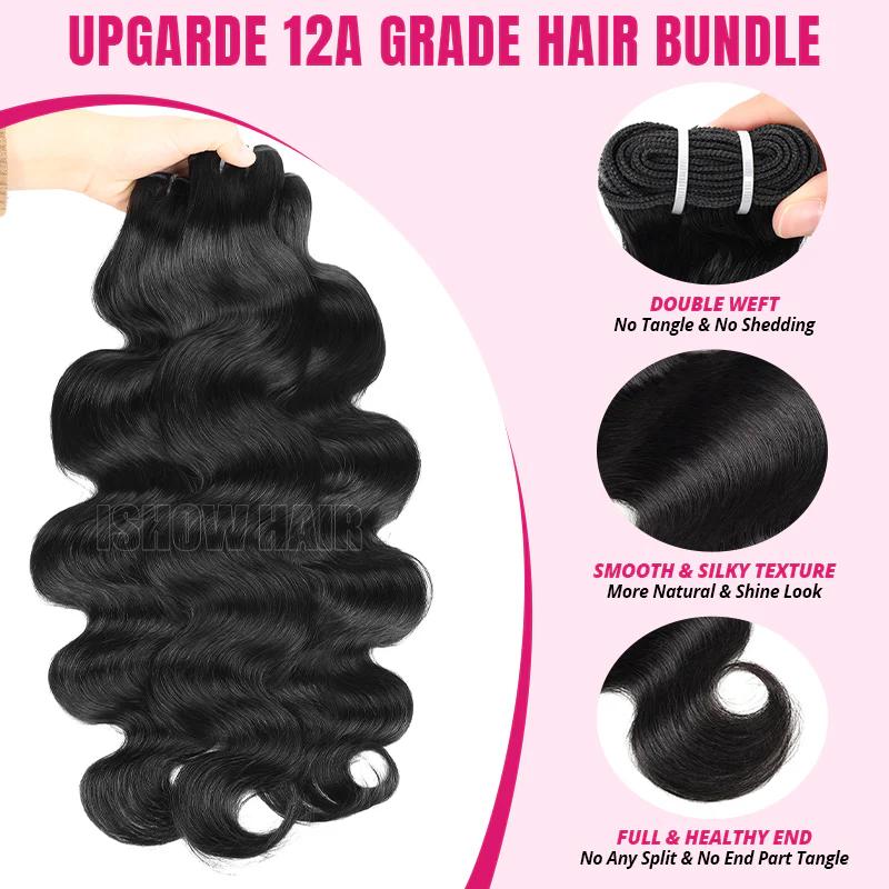 Glulaze Body Wave Sew in Silky Straight Human Hair Bundles 28 inch Salon Quality Quick Weave Raw Hair Extensions  #Outdoorfun