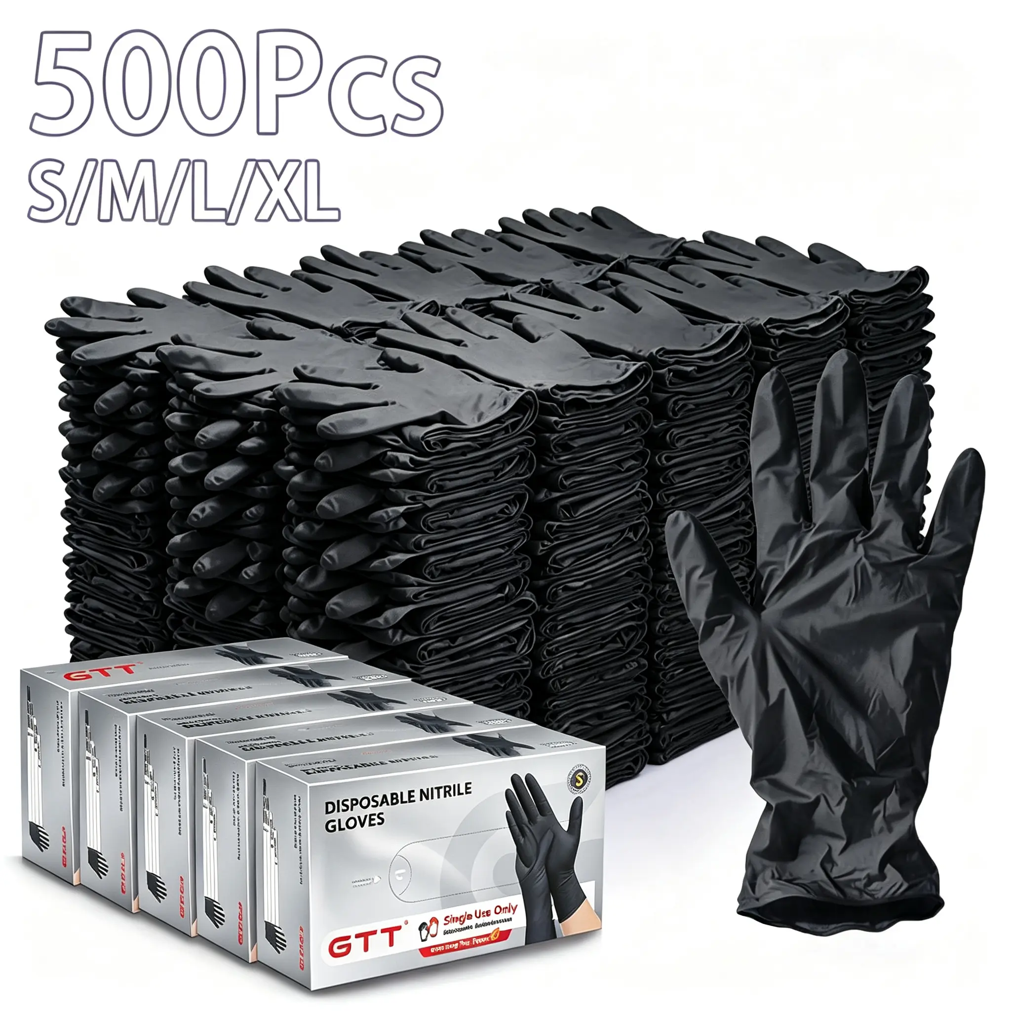 200/500Pcs Heavy-Duty Nitrile Gloves Volet/Black 5.5 Mil Thick-Bulk Box Durable Gloves, Powder free Latex-Free, Single-Use, Heavy-duty Disposable Gloves, for Food Preparation Cleaning, Tattoo, Hair Dyeing, Pet Grooming, Beauty Salons, Household Chores