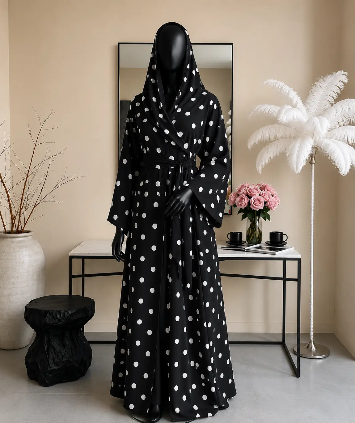 Women's Two-Piece Islamic Abaya & Hijab Set – Open Front Printed Cardigan, Perfect for Daily Modest Fashion