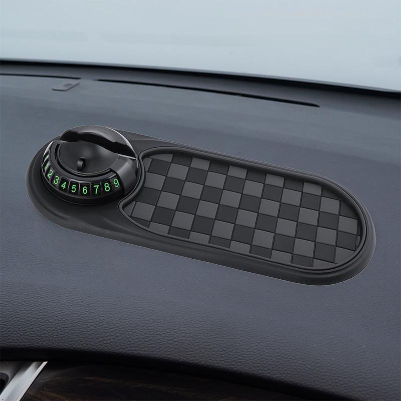 [Holiday Haul]  Multifunction Car Anti-Slip Mat, 2025 Multifunctional Car Dashboard Mobile Phone Holder, Auto Universal Rotatable Anti Skid Car Dashboard Pad with Temporary Parking Number