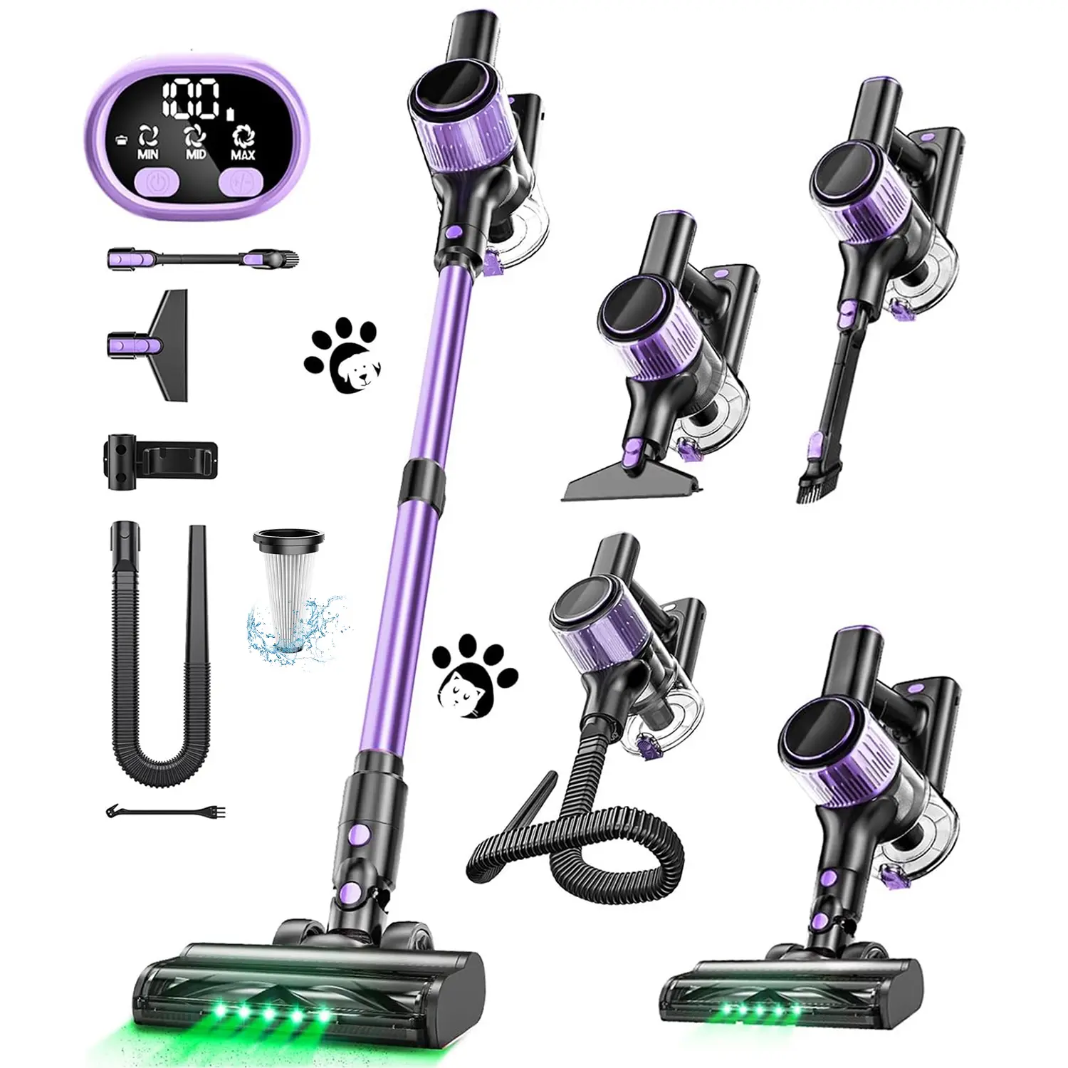 VICEASE Lightweight Cordless Stick Vacuum Cleaner Pro, 450W 33KPa Battery Vacuum, LED Display, 3 Modes, 45 Mins Max Runtime, Anti-Tangle Brush, Handheld for Home Cleaning System, Pet Hair/Carpet/Hard Floor,back to school,back to school haul
