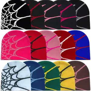Y2K Spider Web Jacquard Knitted Beanie Hat