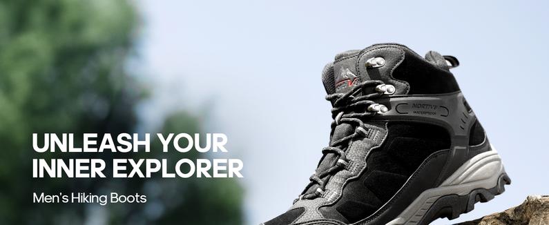 NORTIV8 Men's Waterproof Hiking Boots with Multi-Directional Traction