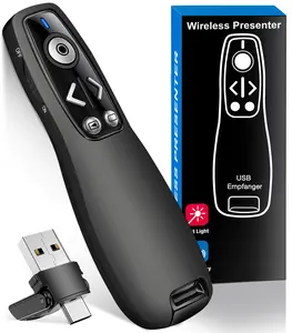 ESYWEN Presenter Wireless Presenter Remote USB Control Powerpoint PPT Clicker, Laser Pointer RF 2.4GHz Presenter Remote Google Slides Advanced Powerpoint Clicker, Compatible with Multi-System Multi-Software Windows XP 7/8/10
