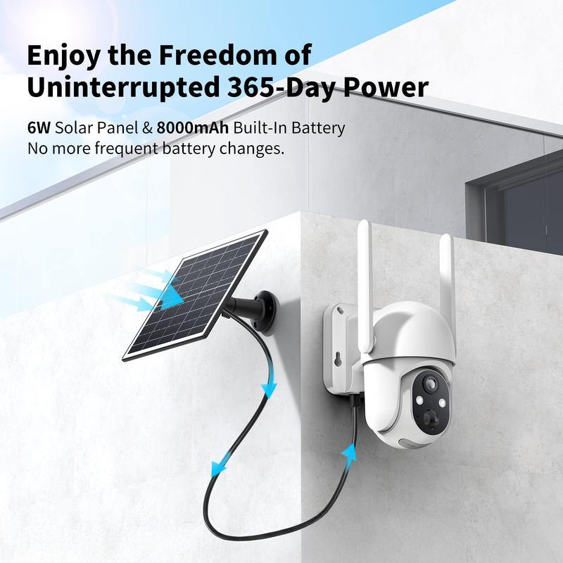 4G LTE Solar Powered Security Camera CB114S with 2K Live View 360° Coverage Two Way Audio PIR Motion Detection IP65 Waterproof Outdoor Surveillance（4G DATA REFILL Required）