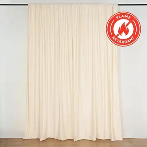 2 Pack 5ftx10ft Beige Scuba Polyester Backdrop Drape Curtains, Durable Flame Resistant Event Divider Panels Wrinkle Free With Rod Pockets