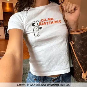 Bar Baby Tee Coquette Baby Tee Vintage Graphic Top Y2k Cocktail Shirt 90s Bartender Tee Retro Drinking Aesthetic Pinterest Style Tee