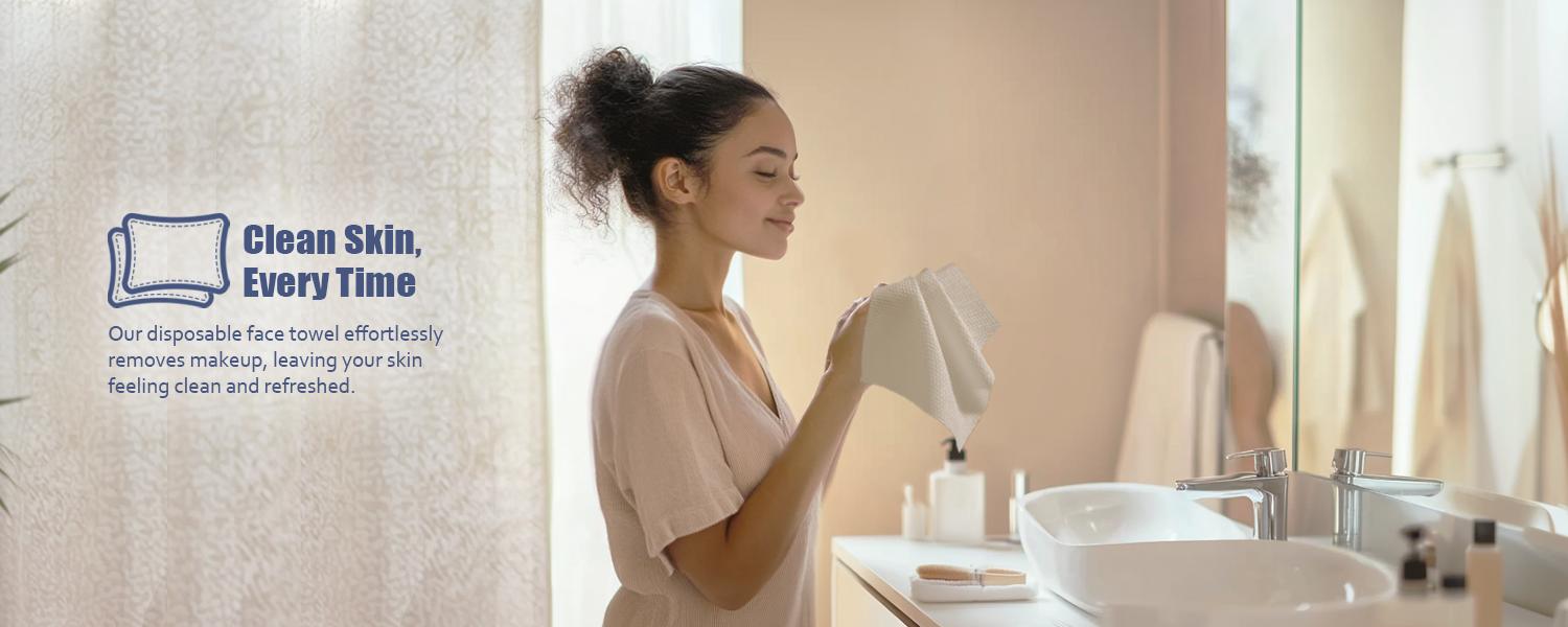 Ourmed Life Face Towels, Disposable Biodegradable Facial Towels for Sensitive Skin, Ultra Soft Lint- free Facial Wipes for Washing Face, Skincare and Makeup Remover, Dry Wipes, 10"×7.9" Extra Large（60/120/180 Count）Skincare & Makeup Removal