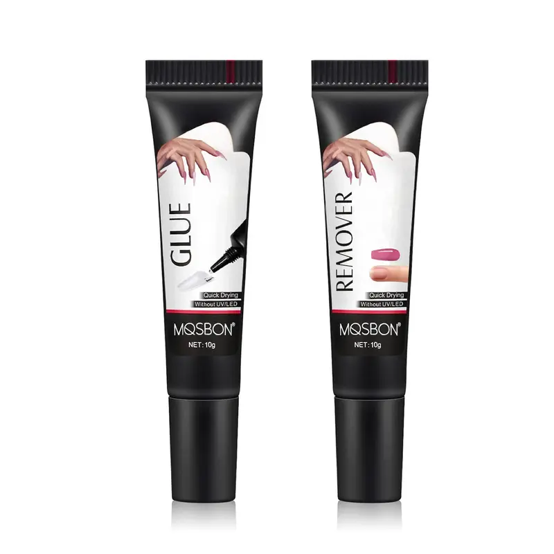 Wearable Nails ，10g Upgraded Super Strong Semi-Solid Tube Xiaomi Glue, Quick-Drying Patch Glue, No Whitening, No UV Light Required, Durable, with Decoupling Solution Set