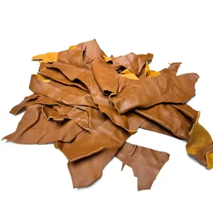 Saddle Brown Leather Pieces - 5 lb Bundle - 3 to 4 oz Cowhide Leather Scraps
