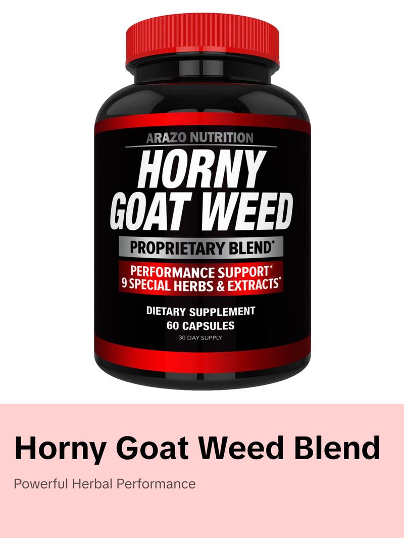 Arazo Nutrition Horny Goat Weed Proprietary Blend 1000mg Fast Acting Powerful 9 Herbs Tongkat Ali Saw Palmetto L Arginine 60 Capsules