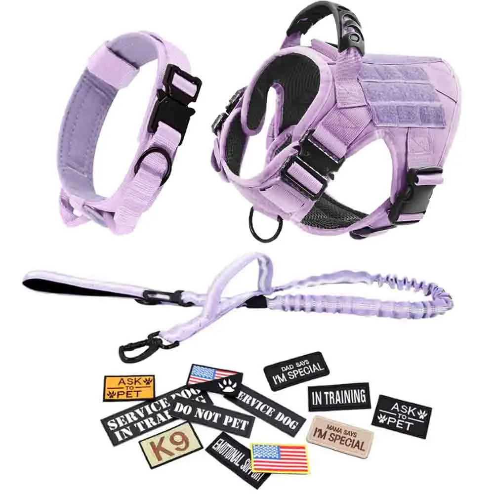Dog Harness Dog Leash Dog Collar Set with 12 Patches #backtoschool Adjustable Dog Vest for Medium Large Dogs outdoorfun Dog Accessories