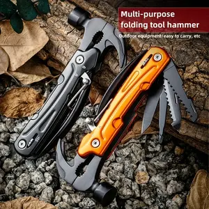 Multifunctional tool, 12-in-1 EDC tool: pry bar, nail puller, bottle opener, hammer, mini saw, window breaker—an automotive accessory and a handy everyday repair tool, great as a gift.