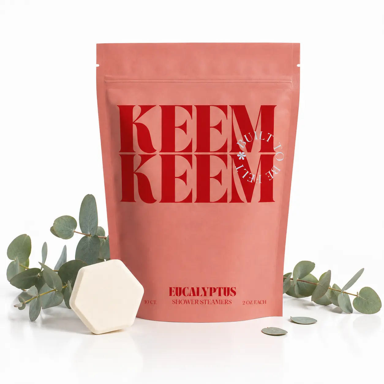 Keem Keem Eucalyptus Shower Steamers, 10 Count, 2 oz Each, Pure Eucalyptus Globulus Essential Oil, Shower Tablets for Mental Clarity & Respiratory Comfort