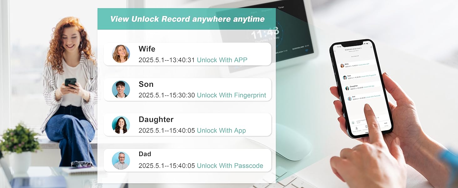 [Father's Day Gift]Smart Fingerprint Door Lock with App Control, 1 Count Keyless Entry Lock with Keypad Handle, Digital Electric Biometric Smart Door Lock for Bedroom, Keyless Entry Door Handle - Spring Glow Up