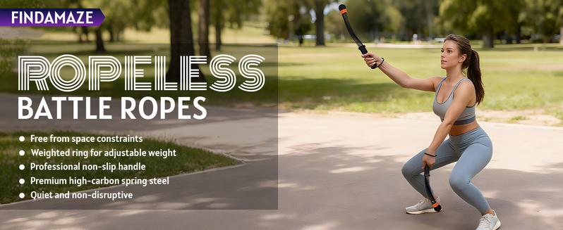 FINDAMAZE Cordless Battle Ropes for Home Gym - Cordless Training Rope Fitness Equipment for Men & Women, Weighted Workout Ropes for HIIT, No-Jump Full-Body Exercise, Ideal for Fitness Enthusiasts Workout Equipment Training Equipment & Festival Gift