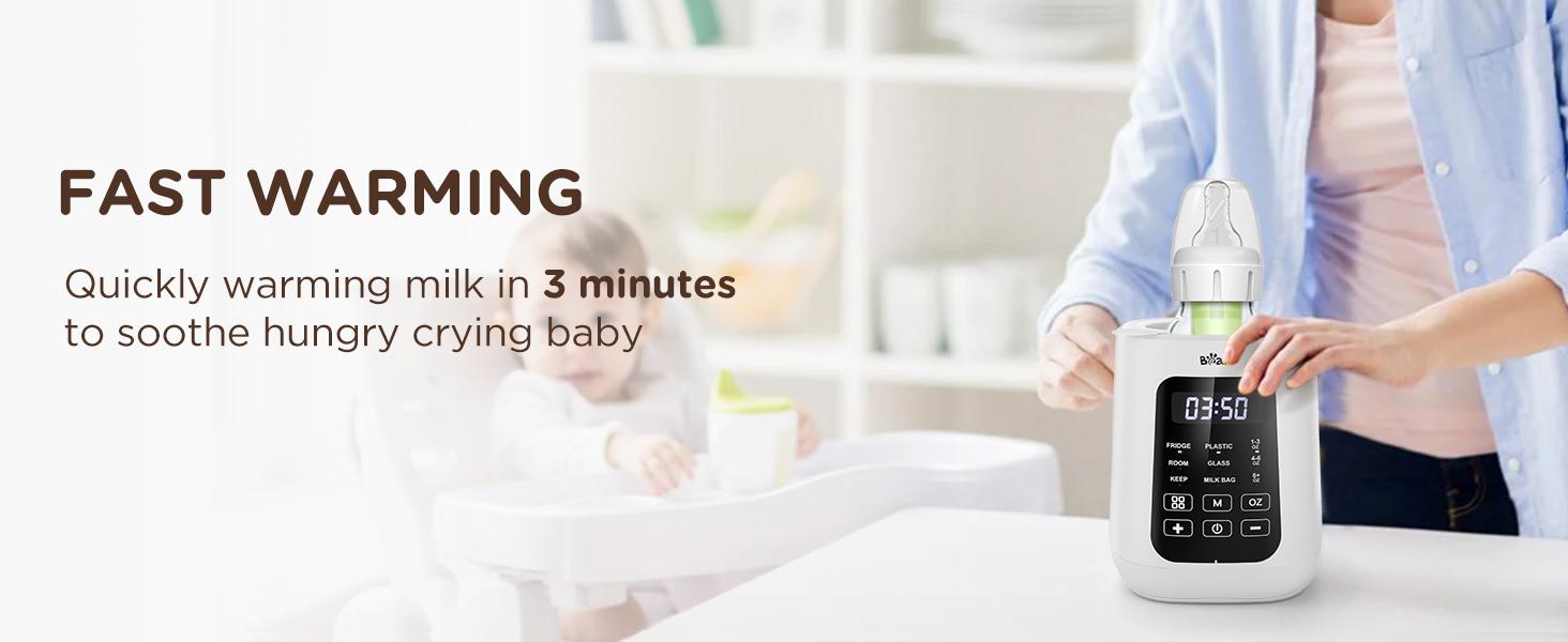 Bear Baby Bottle Warmer, Milk Warmer Breastmilk Bag Formula Fast Warming for New Born Baby Bottles, 6 Oz with Time Temp Control Automatic Shut Off at Home Use