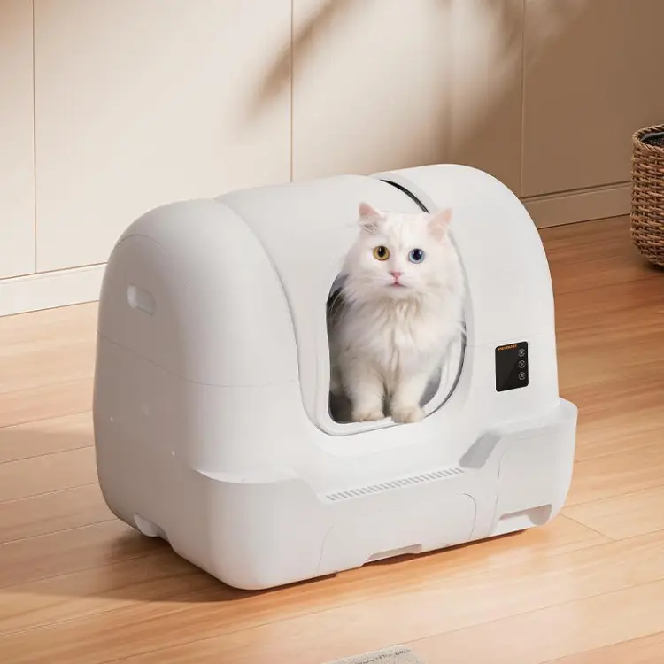 Meoshare Smart Self-Cleaning Cat Litter Box | WiFi+Bluetooth Enabled | Automatic Scooping, Odor Removal & Waste Packaging for Multiple Cats