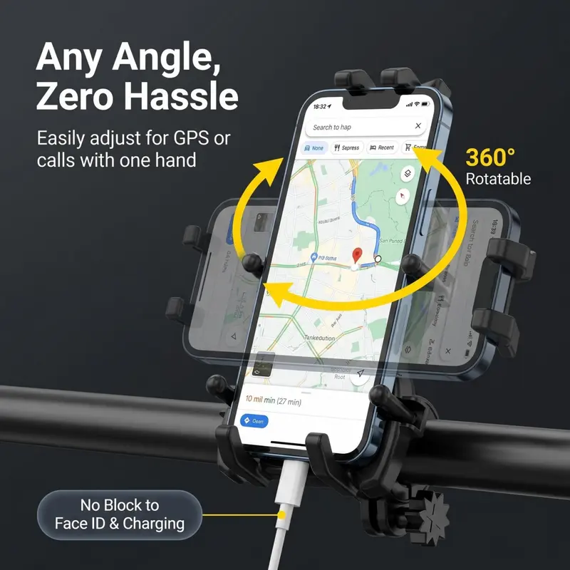 8-Claw Anti-Shake Motorcycle Phone Mount, 360° Rotatable Shockproof Bike Phone Holder, Stable Phone Mount Clip Screw Adjustable Version Universal Cell Phone Cradle Clamp for Bicycle Scooter ATV 0.6-1.3" Handlebar, Fits for 4.7-7.2 Inch Smartphones 8-Claw Anti-Shake Motorcycle Phone Mount, 360° Rotatable Shockproof Bike Phone Holder, Stable Phone Mount Clip Screw Adjustable Version Universal Cell Phone Cradle Clamp for Bicycle Scooter ATV 0.6-1.3" Handlebar, Fits for 4.7-7.2 Inch Smartphones
