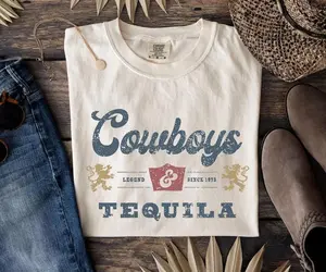 Comfort Colors Cowboys and Tequila T-Shirt, Western Shirt, Barbecue Party Tee, Cricut & Silhouette