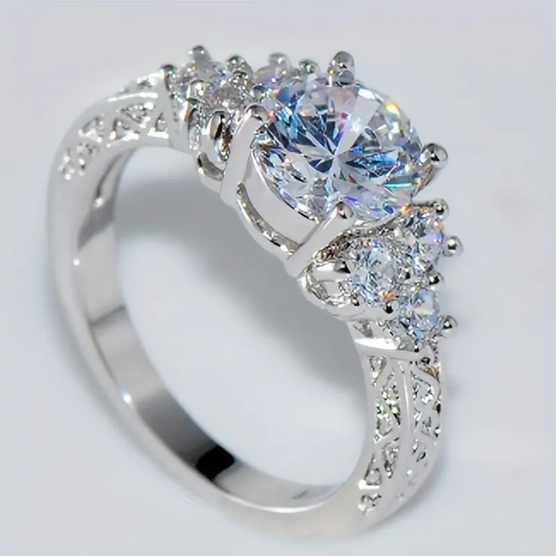 Women's Exquisite Silver Retro Engagement Band - Elegant Rings for Women, Beautiful Costume Jewelry for Bride Weddings, Beautiful Rings, Fashionable Jewelry, Female, Bridal Engagement Ring, Fashionable Jewelry Accessories
