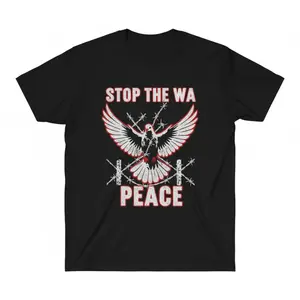 Mens Vintage Distressed Peace Dove Graphic T-Shirt Urban Grunge Aesthetic Black Short Sleeve Tee