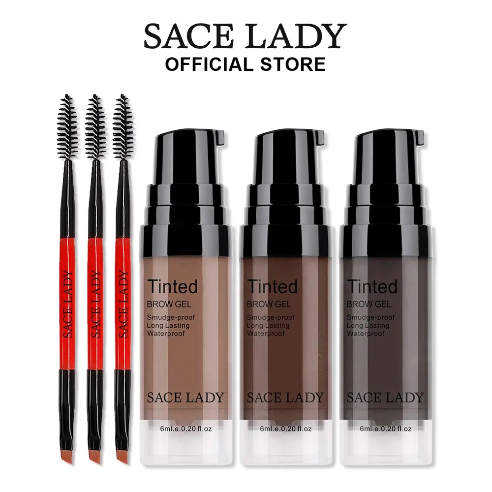 SACE LADY Flawless Blonde Brow Tint Eyebrow Gel Set, Waterproof Long-Lasting Pigmented Coloring Cream with Brushes for DIY Brows (3Pcs*0.2Fl Oz) - Makeup Eyebrow Product, Blonde Brow Tint Eyebrow Gels