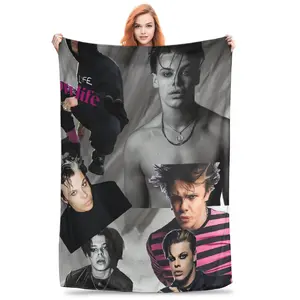 Yungblud Blanket Style Home Textile Flannel Soft Throw Blanket Bedding Sofa Cover for Present Warm Cozy Lightweight Super Soft Fluffy Fleece Bed Blanket for Winter Spring Fall Gift for Friends Family