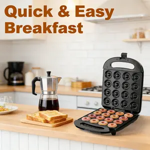 In 2026, there will be a mini donut machine for household use, consisting of 16 small donut fryers. It can cook quickly and evenly, is non stick and easy to clean, compact and portable, making it perfect for breakfast Electric Pancake Maker