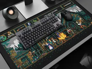 8bit Resident Evil  DESKMAT, 8bit Resident Evil 4 Pixel Art Desk Mat,Village Square Large Mouse Pad, Raccoon Police Station Large Mouse Pad: 8bit Resident Evil 2 Pixel Art Desk Mat