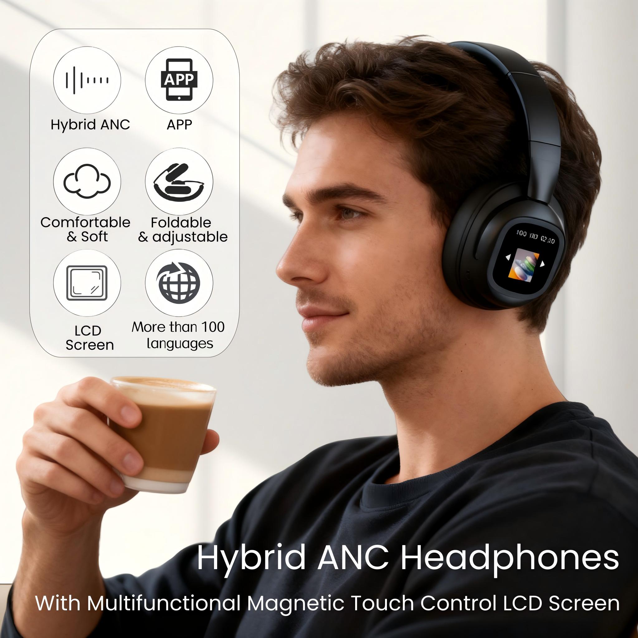 VUB Bluetooth LCD Touchscreen Wireless Headphones with DIY Wallpapers and Multiple Features