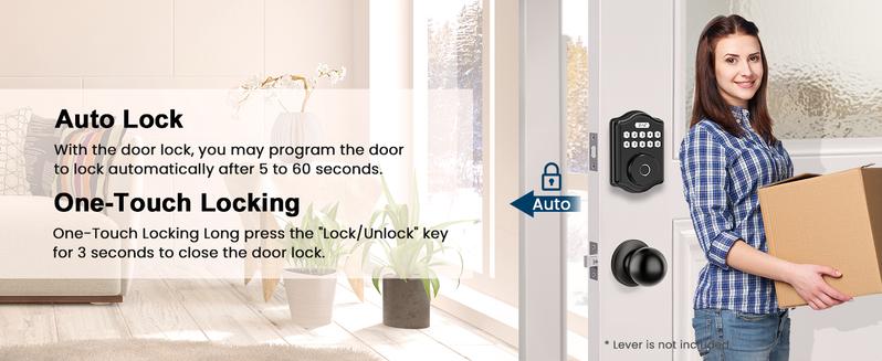 52hz AI Smart Fingerprint Door Lock with Code, Voice Guide, Password lock, Auto Lock, Easy to Install, Black Security-A3 52hz AI Smart Fingerprint Door Lock with Code, Voice Guide, Password lock, Auto Lock, Easy to Install, Black Security-A3