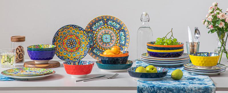 vancasso Pasta Bowls, Ceramic Salad Bowls of 6, 32 oz Large Corlorful Serving Bowls for Kitchen, Dishwasher & Microwave Safe Soup Bowls, Pasta Plates Tableware