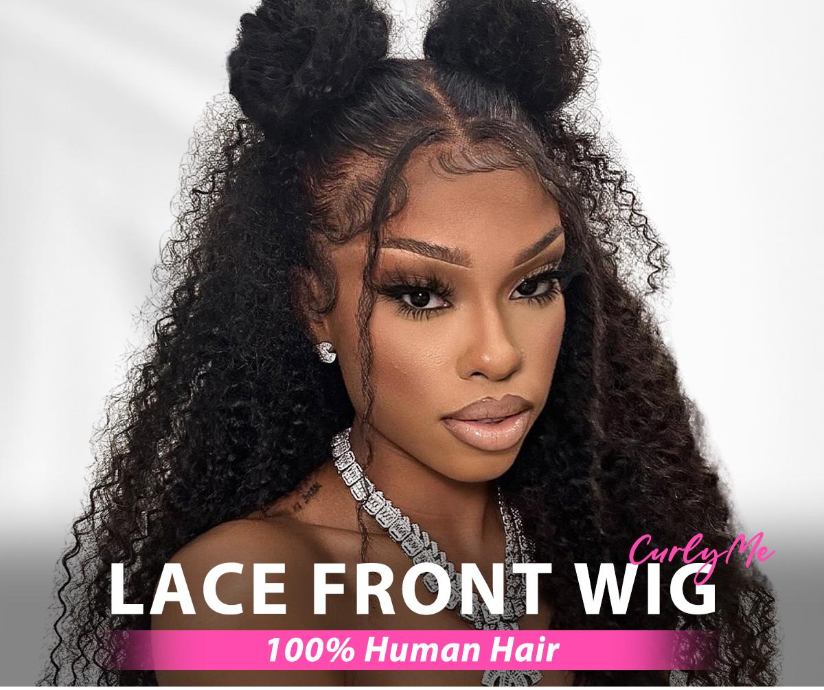 [Clearance Sale] CurlyMe Bleached Knots 13x6 Swiss Lace Water Wave Hair Lace Front Wigs Pre-plucked Natural Black 180% Density Lace Frontal Wig