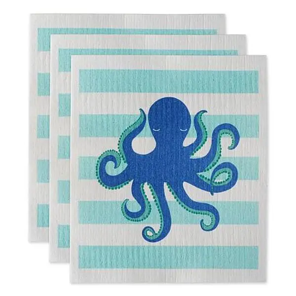 Design Imports Set of 3 Octopus Swedish Dishcloths