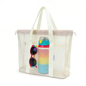 B2prity Beach Bag Mesh Tote Bag Beach Vacation Clothes for Women Pool Bag for Travel Pool Family Cruise Essentials Gift