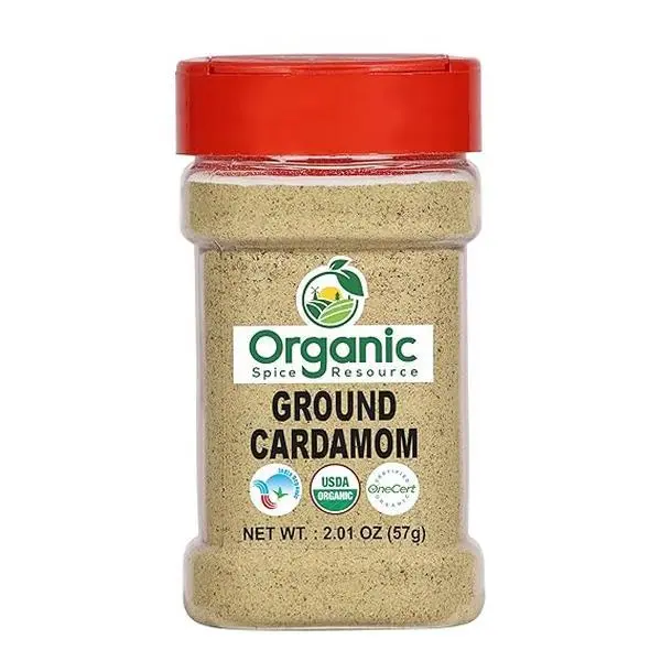 USDA Organic Raw Ground Cardamom Spice Powder, 2.01oz (57g) Bottle, Halal, Pure, Vegan, Non-GMO, All Natural, Rich Flavor & Aroma, Pantry Staple, 24-Month Shelf Life