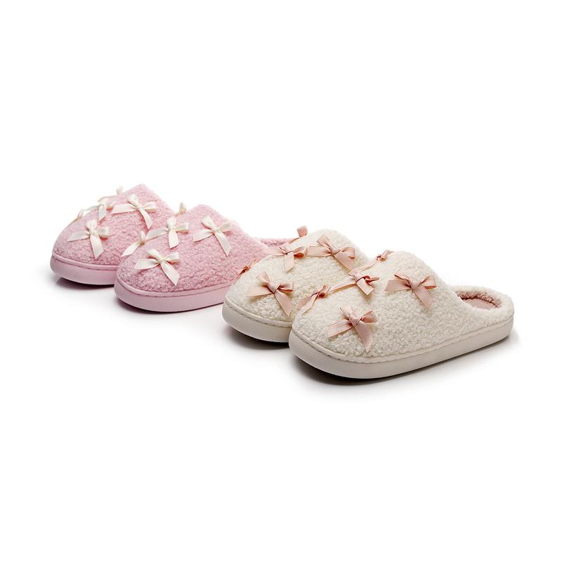 Slippers for Women Cotton Plush Soft Bowknot Memory Foam House Shoes Comfortable & Cozy Indoor Footwear