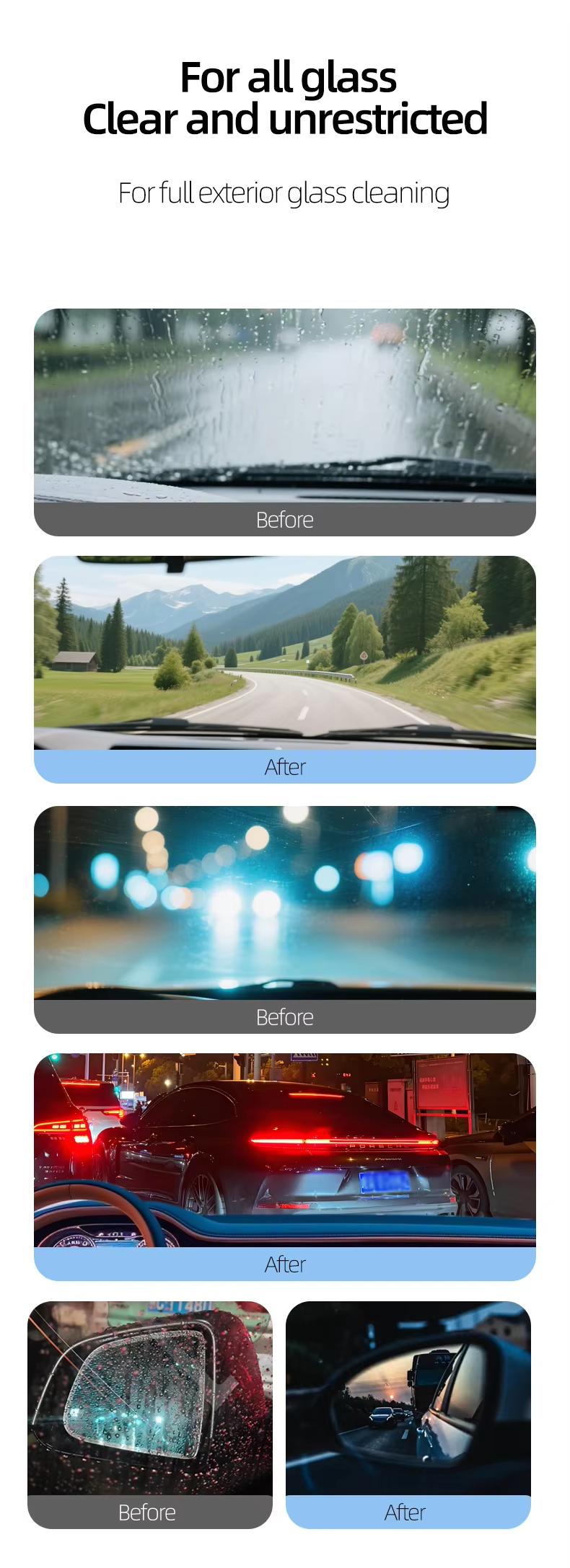 Car Oil Film Cleaner,Glass Emulsion Cleaner,Handle Oil Film Remover&Windshield Cleaner For Cars Window, Glass Emulsion, Crystal Clear View