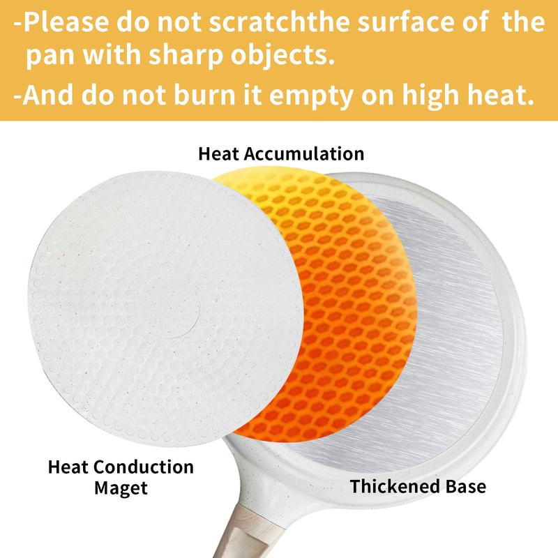 【AREL】Nonstick Crepe Pan with Spreader, 10-Inch Tortilla Pan with Detachable Handle, Ceramic Coating Pancake & Dosa Griddle, PFOA Free, Compatible with All Stoves & Induction (White)