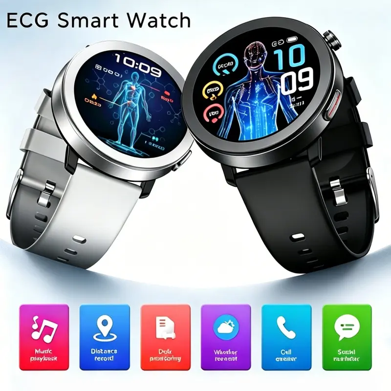 2026 New Unisex Multifunctional Wearable Fitness Smartwatch - Glass Screen, ECG, Photoelectric Capacitive Pulse Wave Monitoring, Heart Rate, Blood Lipids, Uric Acid Tracking, Remote Medical Device, Blood Sugar Measurement, Fall Detection, Bluetooth